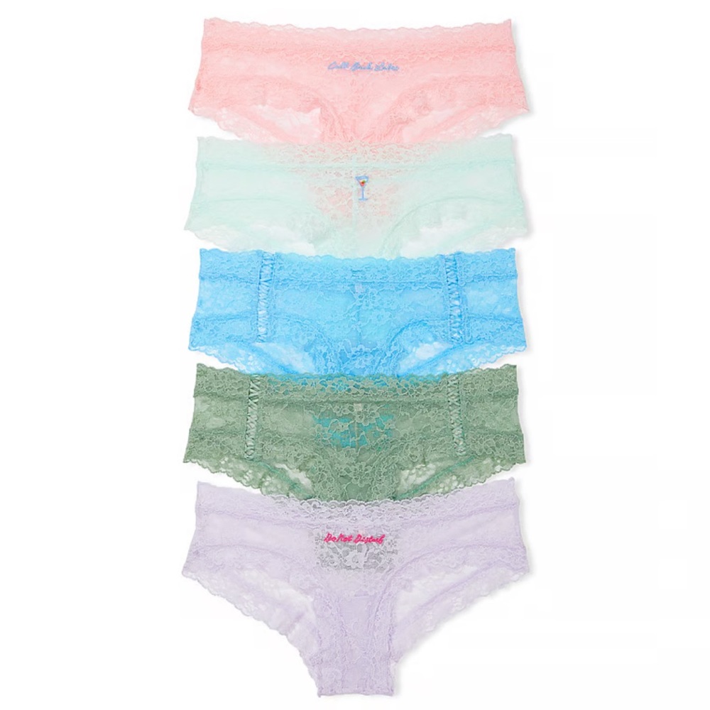 XL VICTORIA'S SECRET 5-Pack Lace Cheeky Panties Multicolored Feminine Gift Se